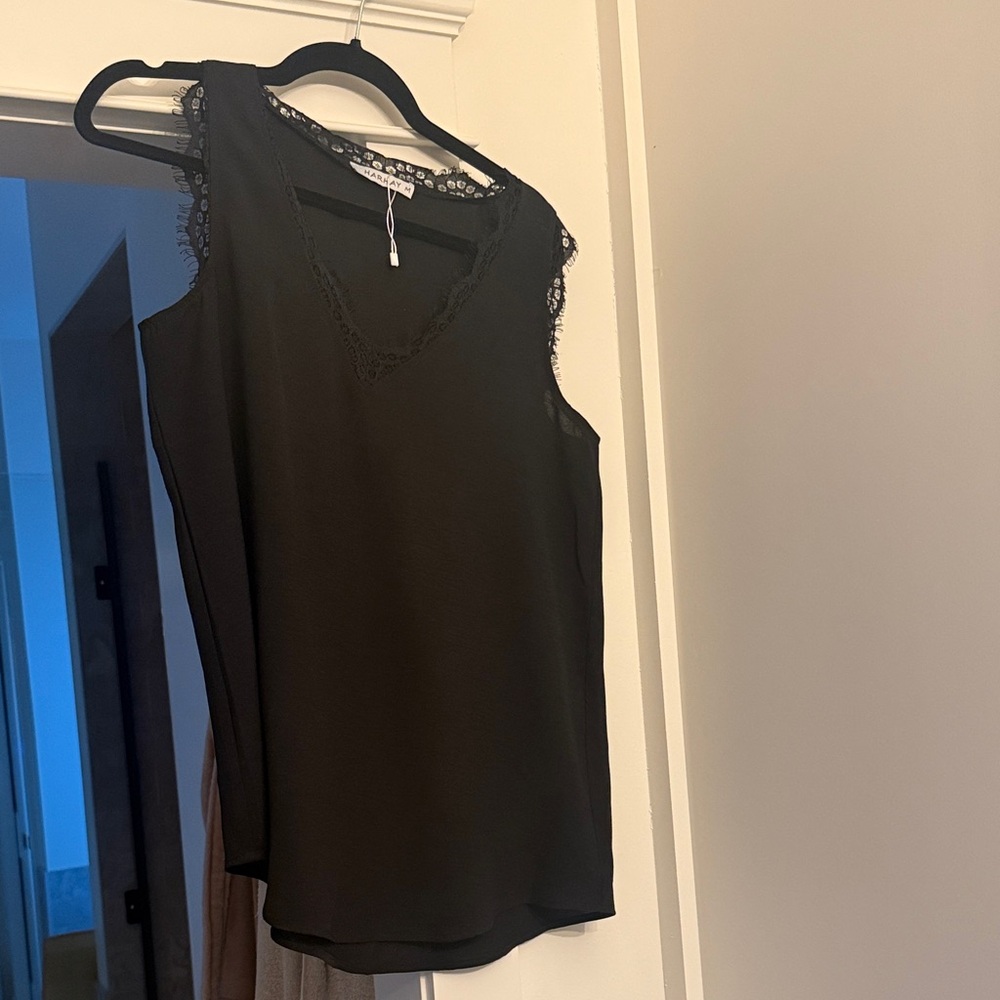 Elegant Black Lace Trim Women's Top